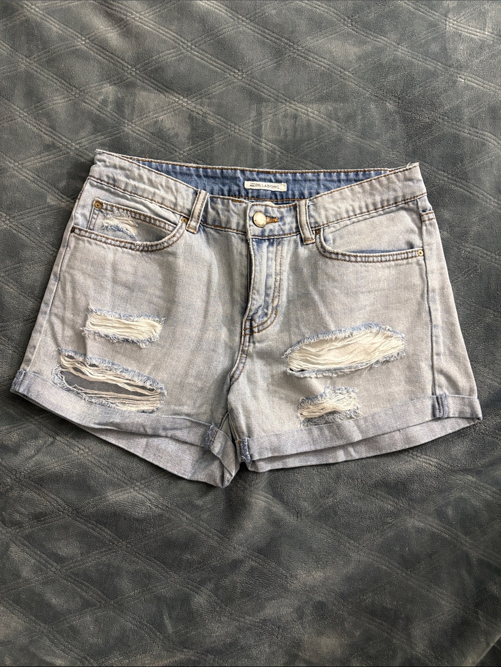 Billabong Light Blue Distressed Denim Shorts